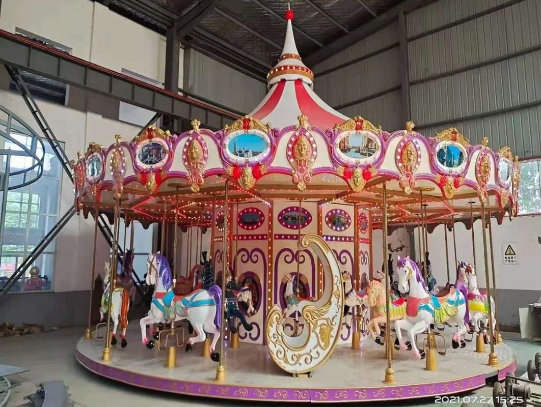 豪華な遊園地 カルーセル 屋外公園 遊園地 子供 最良の24人乗り カルーセル