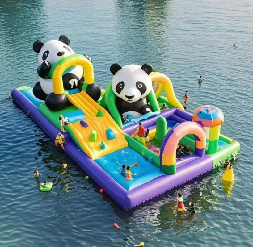 商用ブーンズハウス 子供のための充気城 ウォーターパーク ゲーム パンダ ウォータースライド