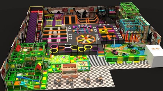 トランポリンパークメーカー 商用ビッグキッズジャンピングスポーツトランポリンパークセット バスケットボールフープ付き